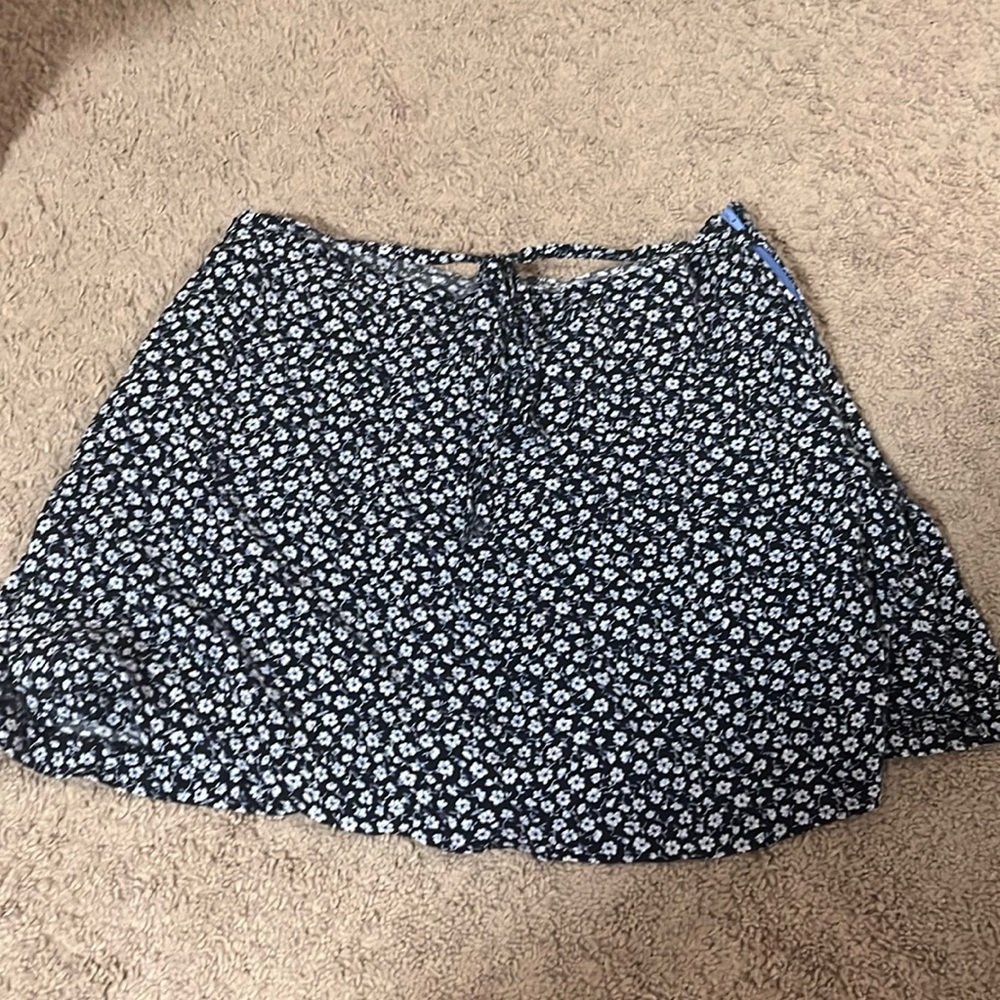 blue floral skirt